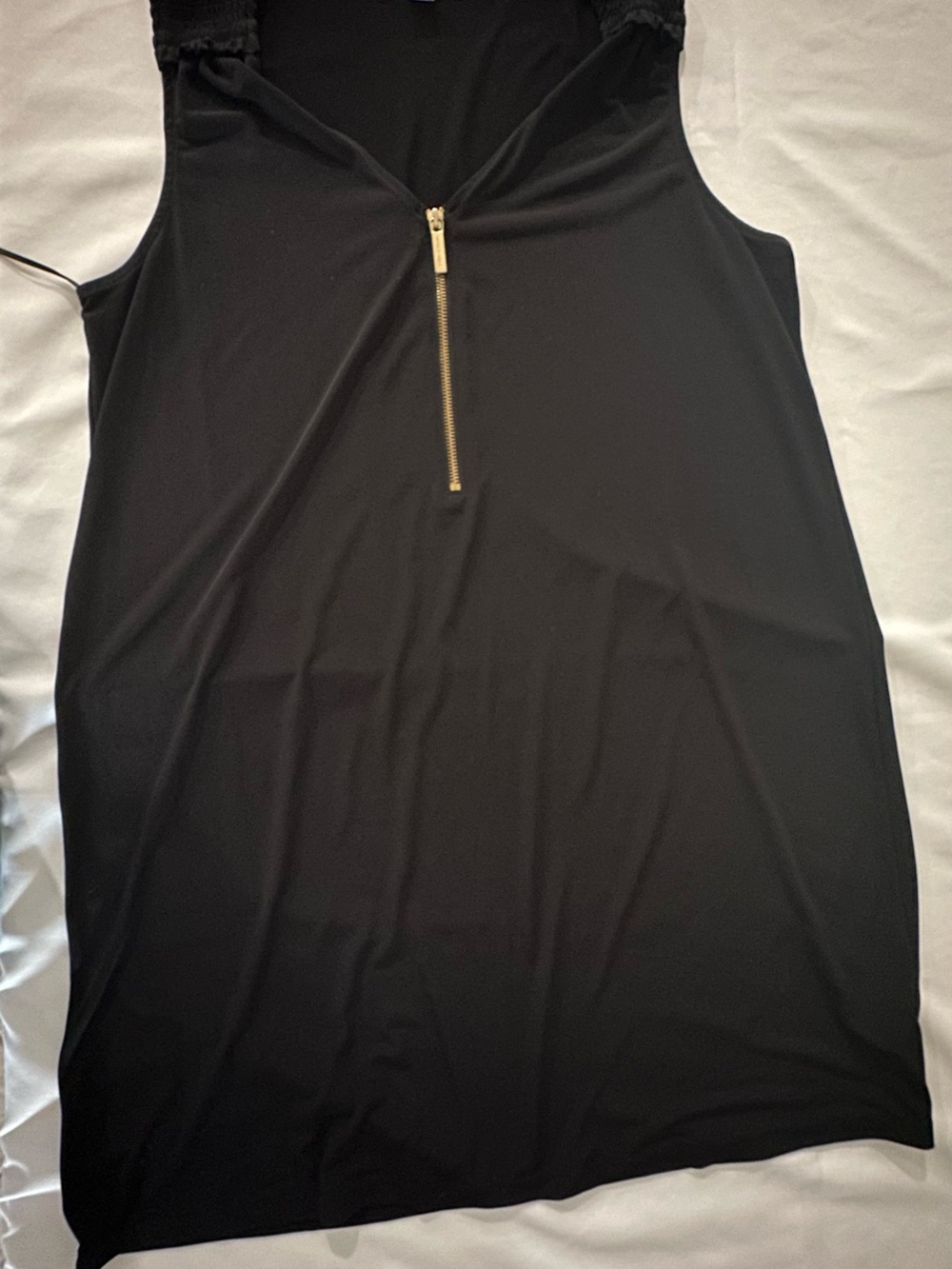 Michael Kors Black Mini Dress with Gold Front Zip